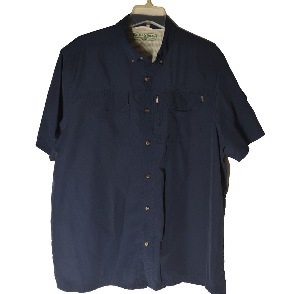 Field & Stream Mens Medium Quick Dry Light S/S‎ Vented Button Up Fishing Shirt